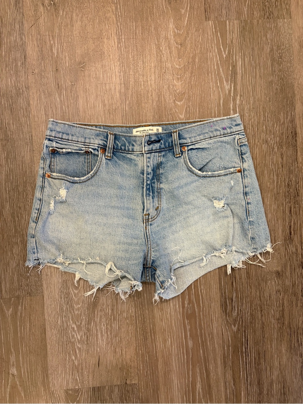 Abercrombie & Fitch Light Blue Frayed Hem Denim Shorts